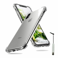 Apple Iphone X 5.8"/ iPhone 10/ iPhone Ten: Coque Silicone TPU Souple anti-choc ultra résistant avec Coins Renforcés + mini Stylet - TRANSPARENT