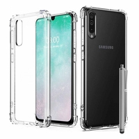 Samsung Galaxy A50 SM-A505F 6.4" [Les Dimensions EXACTES du telephone: 158.5 x 74.7 x 7.7 mm]: Coque Silicone TPU Souple anti-choc ultra résistant avec Coins Renforcés + Stylet - TRANSPARENT