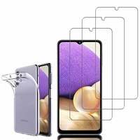 Samsung Galaxy A32 5G 6.5": Etui Housse Pochette Accessoires Coque gel UltraSlim - TRANSPARENT + 3 Films de protection d'écran Verre Trempé