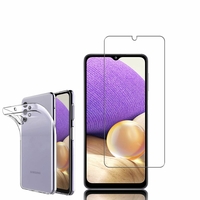 Samsung Galaxy A32 5G 6.5": Etui Housse Pochette Accessoires Coque gel UltraSlim - TRANSPARENT + 1 Film de protection d'écran Verre Trempé