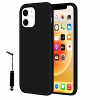 Apple iPhone 12 mini 5.4" A2399 A2176 A2398 A2400 (non compatible iPhone 12 6.1"): Coque TPU silicone mat souple ultra-fine antidérapant + mini Stylet - NOIR