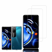 Xiaomi Redmi Note 11SE 6.5": Coque Silicone TPU Souple anti-choc ultra résistant avec Coins Renforcés - TRANSPARENT + 2 Films de protection d'écran Verre Trempé