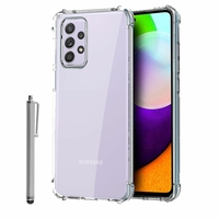 Samsung Galaxy A52S 5G 6.5" SM-A528B SM-A528B/DS [Les Dimensions EXACTES du telephone: 159.9 x 75.1 x 8.4 mm]: Coque Silicone TPU Souple anti-choc ultra résistant avec Coins Renforcés + Stylet - TRANSPARENT