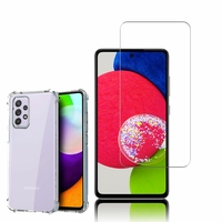 Samsung Galaxy A52S 5G 6.5": Coque Silicone TPU Souple anti-choc ultra résistant avec Coins Renforcés - TRANSPARENT + 1 Film de protection d'écran Verre Trempé