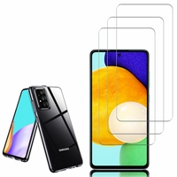 Samsung Galaxy A52/ A52 4G/ A52 5G 6.5": Etui Housse Pochette Accessoires Coque gel UltraSlim - TRANSPARENT + 3 Films de protection d'écran Verre Trempé