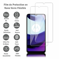 Motorola Moto E20 6.5" XT2155 XT2155-1 XT2155-3: 2 Films Protection d'écran en Verre Nano Fléxible, Dureté 9H Inrayable Incassable Invisible Ultra Résistant