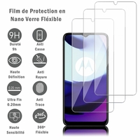 Motorola Moto E20 6.5" XT2155 XT2155-1 XT2155-3: 3 Films Protection d'écran en Verre Nano Fléxible, Dureté 9H Inrayable Incassable Invisible Ultra Résistant