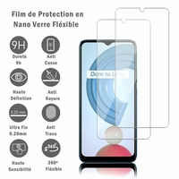 Realme C21 6.5" RMX3201 (non compatible avec Realme C21Y): 2 Films Protection d'écran en Verre Nano Fléxible, Dureté 9H Inrayable Incassable Invisible Ultra Résistant
