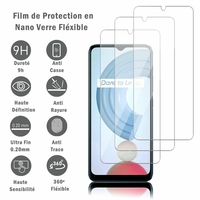 Realme C21 6.5" RMX3201 (non compatible avec Realme C21Y): 3 Films Protection d'écran en Verre Nano Fléxible, Dureté 9H Inrayable Incassable Invisible Ultra Résistant