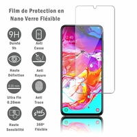 Samsung Galaxy A70 6.7" SM-A705F/ SM-A7050/ SM-A705FN/ SM-A705F/DS [Les Dimensions EXACTES du telephone: 164.3 x 76.7 x 7.9 mm]: 1 Film Protection d'écran en Verre Nano Fléxible, Dureté 9H Inrayable Incassable Invisible Ultra Résistant