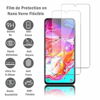 Samsung Galaxy A70 6.7" SM-A705F/ SM-A7050/ SM-A705FN/ SM-A705F/DS [Les Dimensions EXACTES du telephone: 164.3 x 76.7 x 7.9 mm]: 2 Films Protection d'écran en Verre Nano Fléxible, Dureté 9H Inrayable Incassable Invisible Ultra Résistant