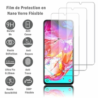 Samsung Galaxy A70 6.7" SM-A705F/ SM-A7050/ SM-A705FN/ SM-A705F/DS [Les Dimensions EXACTES du telephone: 164.3 x 76.7 x 7.9 mm]: 3 Films Protection d'écran en Verre Nano Fléxible, Dureté 9H Inrayable Incassable Invisible Ultra Résistant