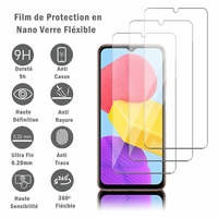 Samsung Galaxy M13 6.6" [Dimensions du téléphone: 165.4 x 76.9 x 8.4 mm]: 3 Films Protection d'écran en Verre Nano Fléxible, Dureté 9H Inrayable Incassable Invisible Ultra Résistant