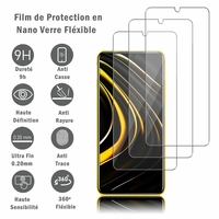 Xiaomi Poco M3 6.53" M2010J19CG M2010J19CT [Les Dimensions EXACTES du telephone: 162.3 x 77.3 x 9.6 mm]: 3 Films Protection d'écran en Verre Nano Fléxible, Dureté 9H Inrayable Incassable Invisible Ultra Résistant