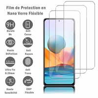 Xiaomi Redmi Note 10 Pro 6.67" M2101K6G (non compatible Xiaomi Redmi Note 10 6.43"/ Xiaomi Mi Note 10 6.47"): 3 Films Protection d'écran en Verre Nano Fléxible, Dureté 9H Inrayable Incassable Invisible Ultra Résistant