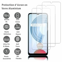 Realme C21 6.5" RMX3201 (non compatible avec Realme C21Y): 3 Films Protection d'écran en verre d'aluminium super résistant 9H, définition HD, anti-rayures, anti-empreintes digitales