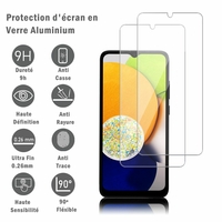 Samsung Galaxy A03 6.5" (non compatible Galaxy A03S/ A03 Core): 2 Films Protection d'écran en verre d'aluminium super résistant 9H, définition HD, anti-rayures, anti-empreintes digitales