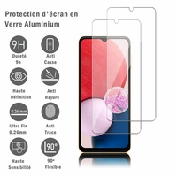 Samsung Galaxy A13 (SM-A137) 4G 6.6" SM-A137F (non compatible avec Galaxy A13 5G 6.5"): 2 Films Protection d'écran en verre d'aluminium super résistant 9H, définition HD, anti-rayures, anti-empreintes digitales