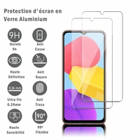 Samsung Galaxy M13 6.6" [Dimensions du téléphone: 165.4 x 76.9 x 8.4 mm]: 2 Films Protection d'écran en verre d'aluminium super résistant 9H, définition HD, anti-rayures, anti-empreintes digitales