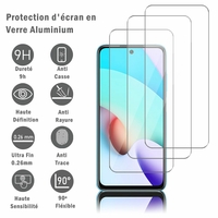 Xiaomi Redmi 10 6.5" 21061119AG (non compatible Xiaomi Redmi Note 10/ Redmi 10 Prime): 3 Films Protection d'écran en verre d'aluminium super résistant 9H, définition HD, anti-rayures, anti-empreintes digitales