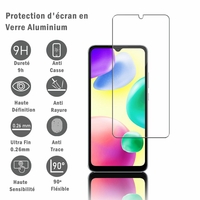 Xiaomi Redmi 10A 6.53" 220233L2C (non compatible avec Xiaomi Redmi 10/ Redmi 10 2022 6.5"): 1 Film Protection d'écran en verre d'aluminium super résistant 9H, définition HD, anti-rayures, anti-empreintes digitales