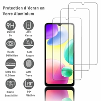 Xiaomi Redmi 10A 6.53" 220233L2C (non compatible avec Xiaomi Redmi 10/ Redmi 10 2022 6.5"): 3 Films Protection d'écran en verre d'aluminium super résistant 9H, définition HD, anti-rayures, anti-empreintes digitales