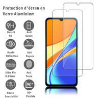 Xiaomi Redmi 9C/ 9C NFC/ Redmi 9 (India) 6.53" M2006C3MG (non compatible Xiaomi Redmi 9/ 9A): 2 Films Protection d'écran en verre d'aluminium super résistant 9H, définition HD, anti-rayures, anti-empreintes digitales