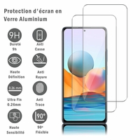 Xiaomi Redmi Note 10 Pro 6.67" M2101K6G (non compatible Xiaomi Redmi Note 10 6.43"/ Xiaomi Mi Note 10 6.47"): 2 Films Protection d'écran en verre d'aluminium super résistant 9H, définition HD, anti-rayures, anti-empreintes digitales