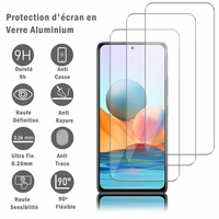 Xiaomi Redmi Note 10 Pro 6.67" M2101K6G (non compatible Xiaomi Redmi Note 10 6.43"/ Xiaomi Mi Note 10 6.47"): 3 Films Protection d'écran en verre d'aluminium super résistant 9H, définition HD, anti-rayures, anti-empreintes digitales