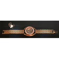 M17B-Montre plaqué or bracelet chaîne boule cadran cristal Swarovski