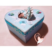 Boîte de naissance bébé fille cristal bleue et blanche - au cœur de arts.