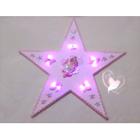 Étoile lumineuse plaque de porte bébé fille fée clochette rose - au cœur des arts.