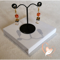 Boucles d'oreille Savane orange et blanc plaqué or- au coeur des arts
