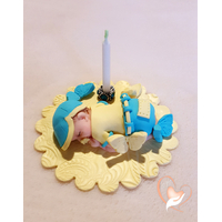 Porte bougie anniversaire bébé garçon vanille et turquoise - au coeur des arts