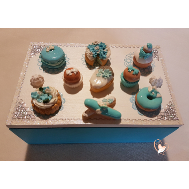8B-Boîte à sucre ou à biscuits bleue et blanche - au coeur des arts