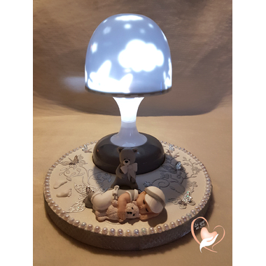 106-au coeur des arts-Veilleuse lampe lumineuse sur socle en bois bebe garçon