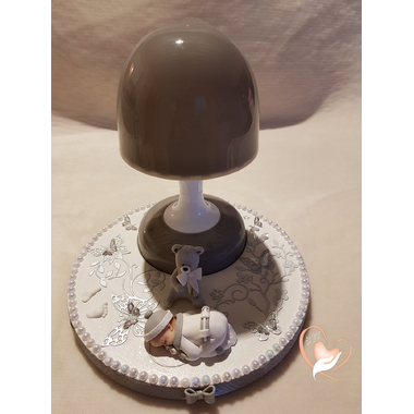 109-Veilleuse lampe lumineuse sur socle en bois bebe garçon - au coeur des arts