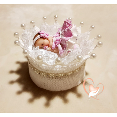 CD1B-au-coeur-des-arts-couronne boîte à dragées bebe fille fimo