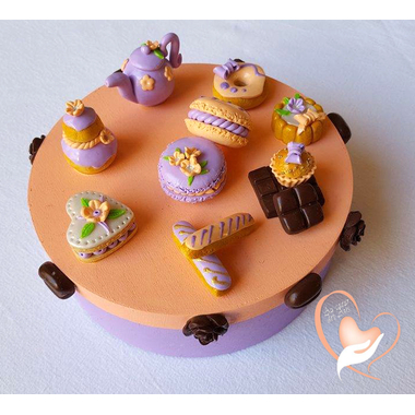 23b-Boîte à gâteaux saumon et parme macarons- au coeur des arts