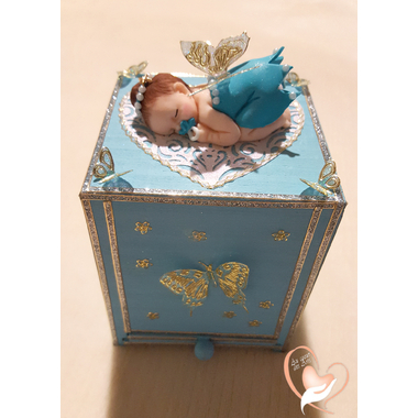 2-Tirelire bébé fille - fée clochette Bleue - au coeur des arts