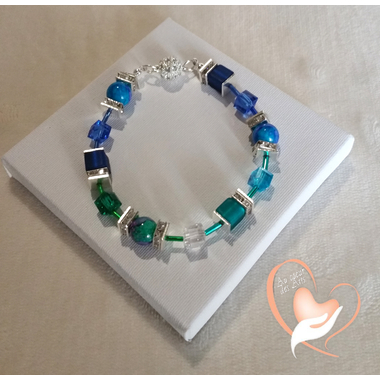50-Bracelet Emeraude bleu vert- au coeur des arts