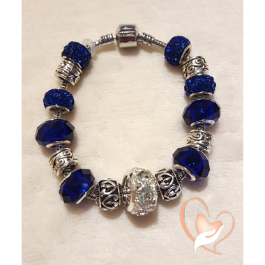 67-Bracelet bleu dur style pandora- au coeur des arts