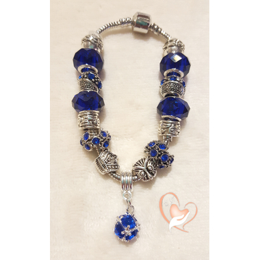 69-Bracelet bleu roi style pandora- au coeur des arts