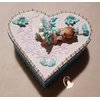 Boîte de naissance bébé fille bleue  et blanche - au coeur de arts