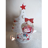 Veilleuse de Noël centre de table sapin lumineux et son bébé fille dans sa bulle - au cœur des arts