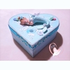 Boîte de naissance bébé sirène fille bleue et blanche - au cœur de arts.