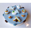 Boîte à gâteaux ou dosettes café, bleue et blanche