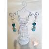 Boucles d'oreille dormeuse perles polaris turquoise et argent