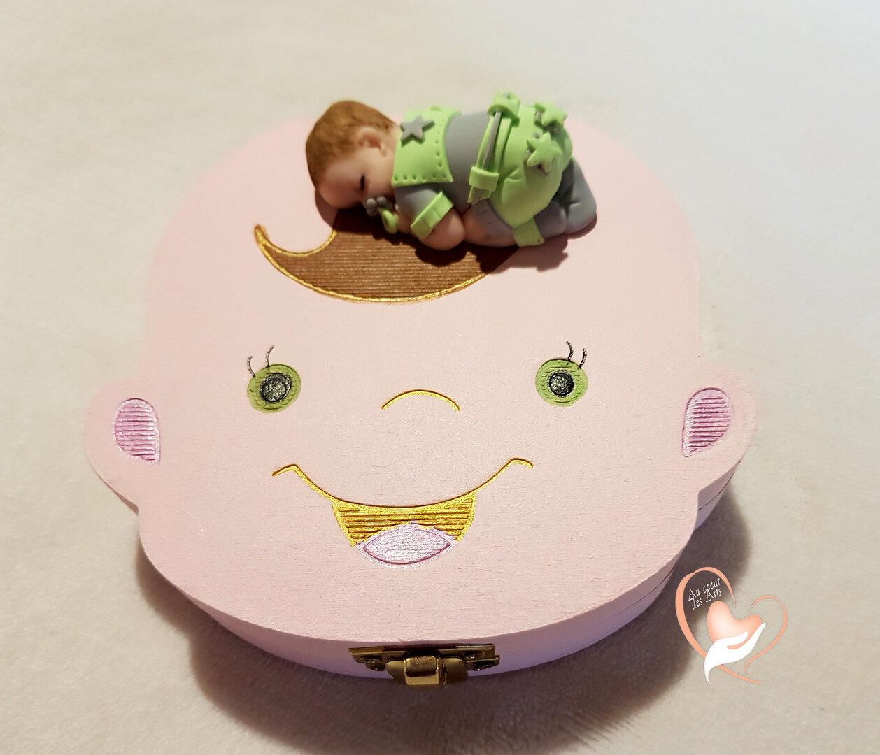 Boîte à Dents De Lait En Bois Sculpté 3D - Diamètre 5 Cm, Hauteur 4 Cm - Cadeau Souvenir Enfant Fée Des Dents