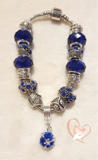 Bracelet argent bleu roi style pandora - Bracelets - Au coeur des Arts